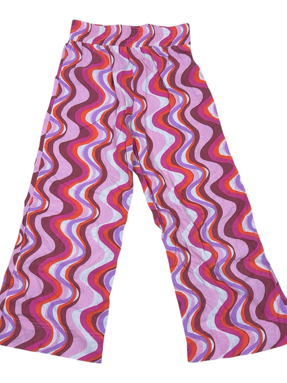 Zara Girls Funky Pink, Purple Wavy Print Kids Flare Pants